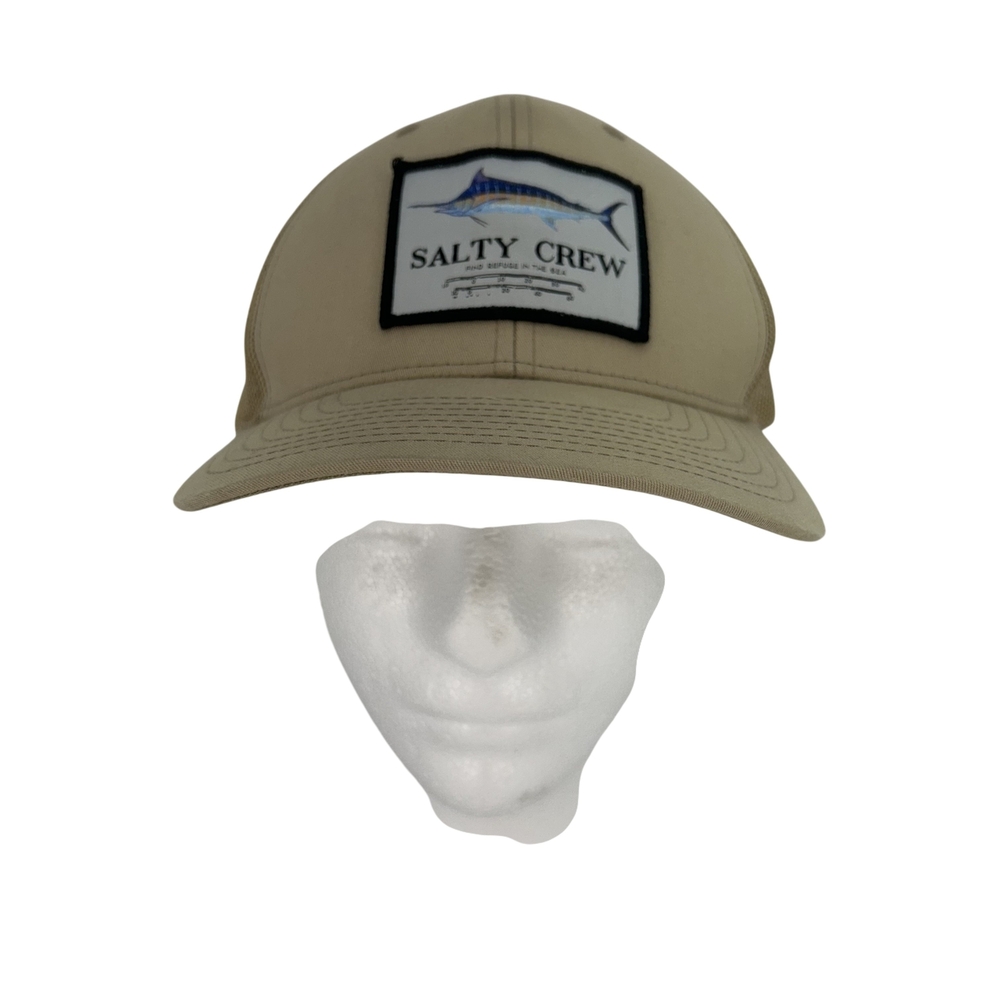 Salty Crew Hat Cap Snap Back Trucker Patch Mesh Tan Fishing Outdoors Mens